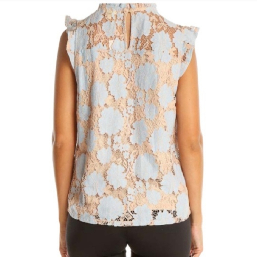 Monteau Lace Lined Flutter Sleeve Top Size Xl - image 4